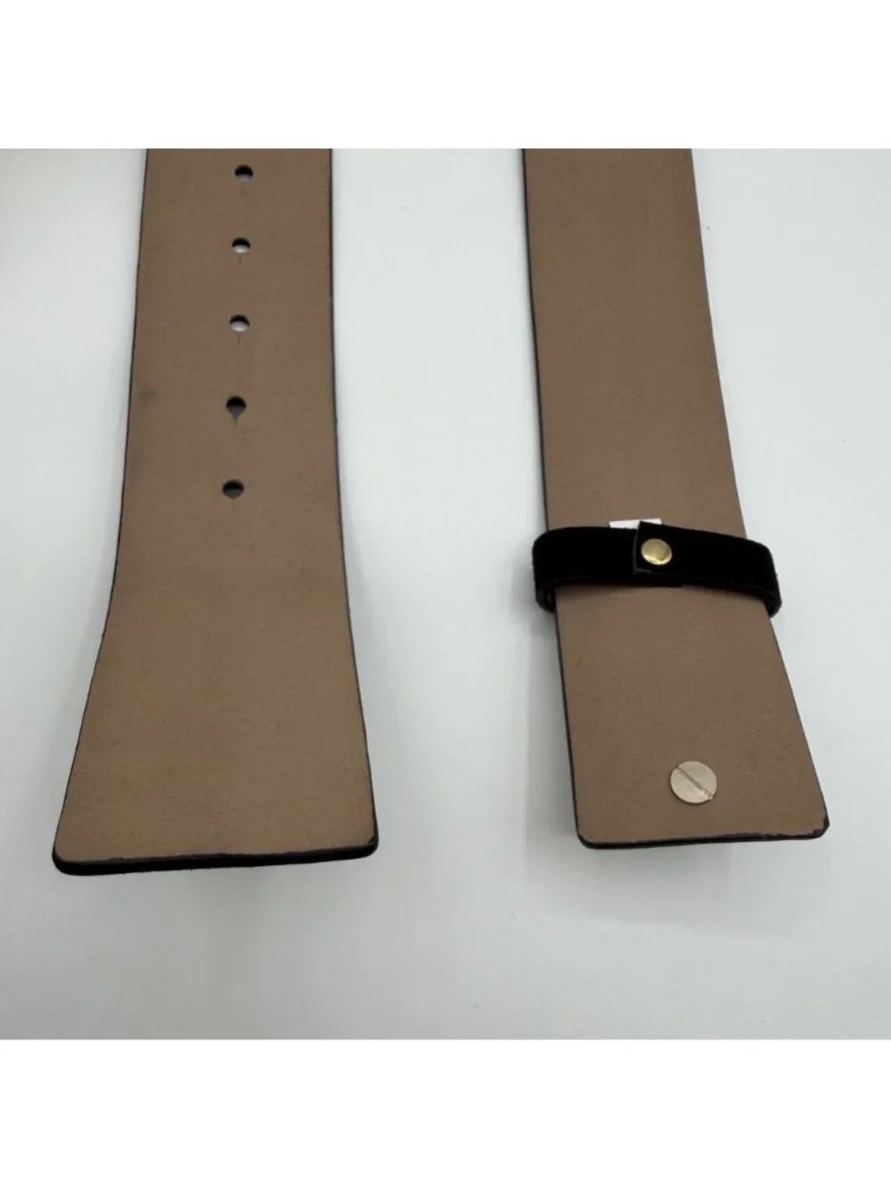Ann Taylor Black & Metallic Genuine Suede Leather Wide Belt Size M / L